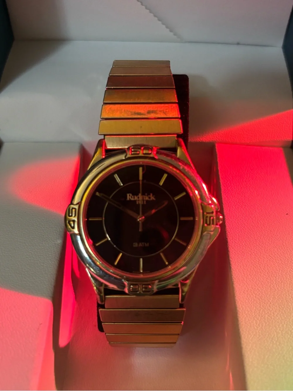 Vintage Rudrick 1911 Gold-Tone Steel quartz Watch - Black Dial